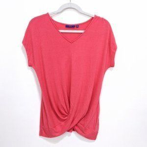 Apt 9 V Neck Short Sleeve Tee Small Pink Cross Hem